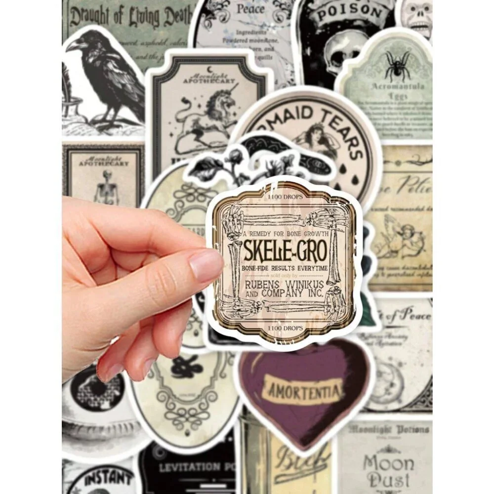 50pcs Gothic Apothecary Vintage Magic Potion Sticker Labels For Notebook